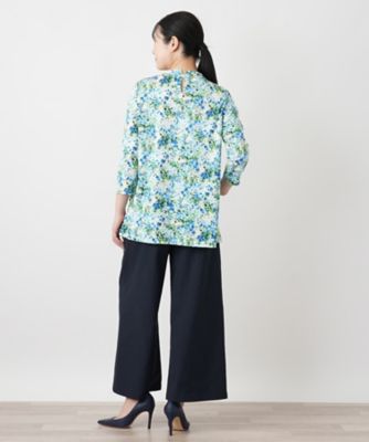 花柄ボウタイ風ブラウス【Leilian WHITE LABEL