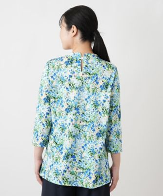 花柄ボウタイ風ブラウス【Leilian WHITE LABEL