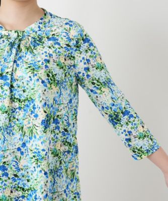花柄ボウタイ風ブラウス【Leilian WHITE LABEL
