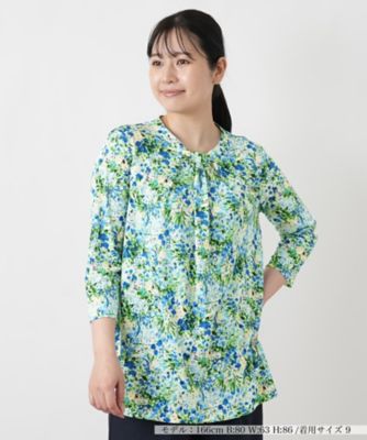 花柄ボウタイ風ブラウス【Leilian WHITE LABEL