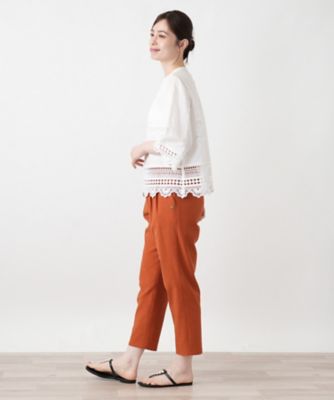 レース切替七分袖ブラウス【Leilian WHITE LABEL