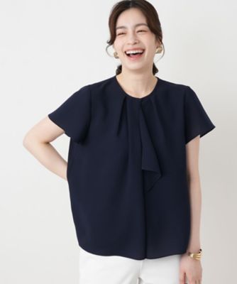 ボウタイ風タックブラウス【Leilian WHITE LABEL