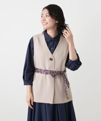 新品 Mal. レレレさん カシシルスカーフ 人気完売品ブルー×ネイビー スカーフタイ付ジレ【大妻女子大学コラボ商品】 | Leilian (Women