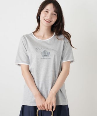クラウン刺繍ナローボーダーTシャツ【MUSE BY ROCHAS
