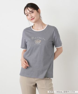 ＜Leilian (Women)＞クラウン刺繍ナローボーダーＴシャツ【ＭＵＳＥ　ＢＹ　ＲＯＣＨＡＳ　Ｐｒｅｍｉｅｒｅ】