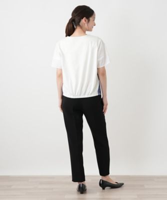 レース柄切替クルーネックカットソー【MUSE BY ROCHAS