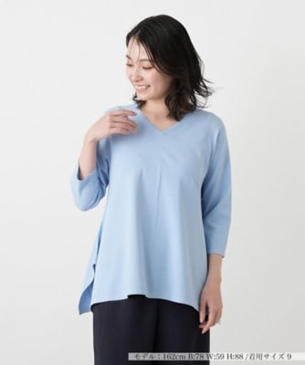 ＜Leilian (Women)＞Ｖネック七分袖フレアニット
