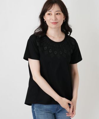 刺繍クルーネックカットソー | Leilian (Women)/レリアン | 三越伊勢丹