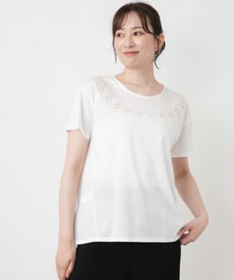 刺繍クルーネックカットソー | Leilian (Women)/レリアン | 三越伊勢丹