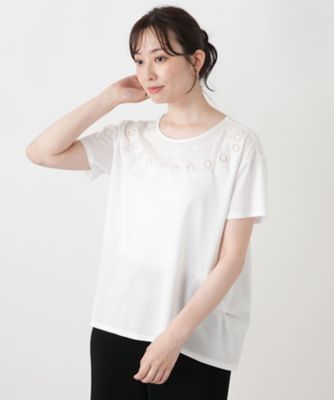 刺繍クルーネックカットソー | Leilian (Women)/レリアン | 三越伊勢丹