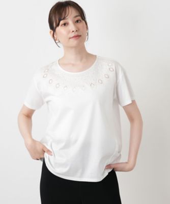 刺繍クルーネックカットソー | Leilian (Women)/レリアン | 三越伊勢丹