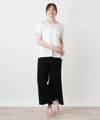 刺繍クルーネックカットソー | Leilian (Women)/レリアン | 三越伊勢丹