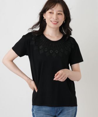 刺繍クルーネックカットソー | Leilian (Women)/レリアン | 三越伊勢丹