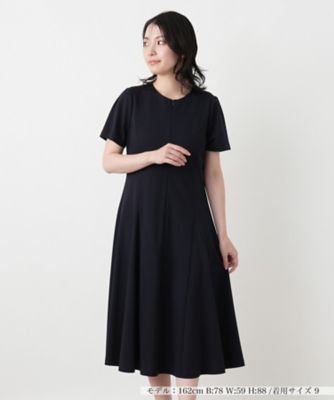 極美‼️レリアン 洗える クルーネックフレアワンピース M クルーネック
