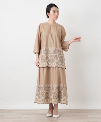 Luporte 　スワトウ　カットワーク 刺繍 　レース　麻ブラウス　　9号 カットワーク刺繍七分袖ブラウス | BOURGE (Women)/ブールジュ | 三越