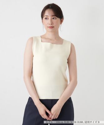 ＜Leilian (Women)＞スクエアネックタンクトップ【Ｌｅｉｌｉａｎ　ＷＨＩＴＥ　ＬＡＢＥＬ】