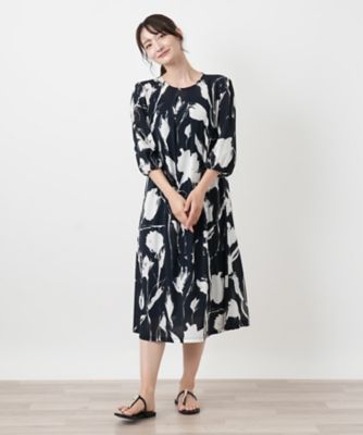 花柄プリントフレアワンピース【ROCHAS Premiere