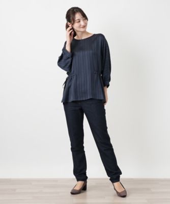 ストライプペプラムブラウス【ROCHAS Premiere