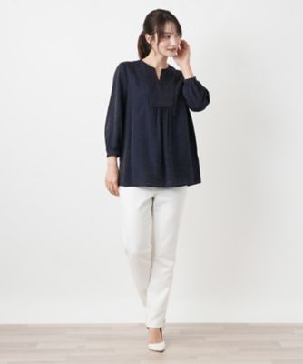 フォクシー♡キーネックブラウス ボザム切替キーネックブラウス【ROCHAS Premiere