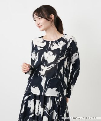 プリントクルーネックブラウス【ROCHAS Premiere 