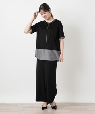 ペプラム切替クルーネックカットソー【Leilian WHITE