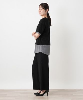 ペプラム切替クルーネックカットソー【Leilian WHITE
