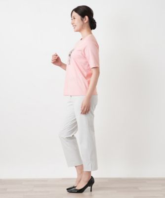 プリントクルーネックカットソー【Leilian WHITE