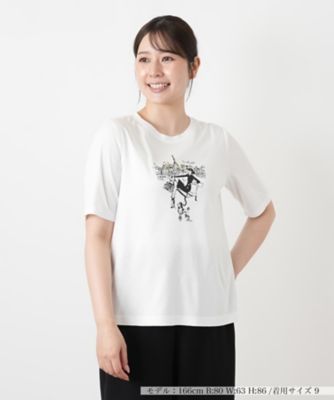 プリントクルーネックカットソー【Leilian WHITE