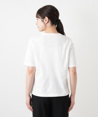 プリントクルーネックカットソー【Leilian WHITE