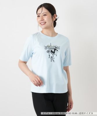 1回のみ着用　レリアン　25SS プリントクルーネックカットソーBINDA 13 プリントクルーネックカットソー【Leilian WHITE