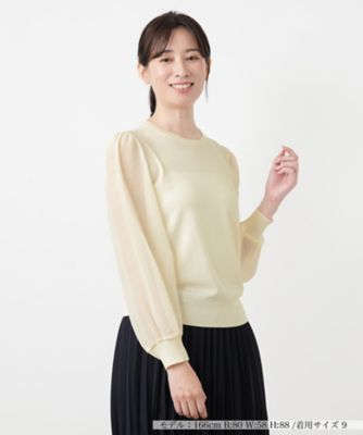 シフォン切替クルーネックニット【Ｌｅｉｌｉａｎ　ＷＨＩＴＥ　ＬＡＢＥＬ】