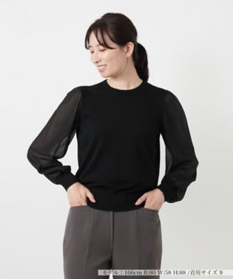 シフォン切替クルーネックニット【Ｌｅｉｌｉａｎ　ＷＨＩＴＥ　ＬＡＢＥＬ】