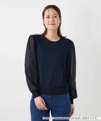 シフォン切替クルーネックニット【Ｌｅｉｌｉａｎ　ＷＨＩＴＥ　ＬＡＢＥＬ】