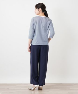 刺繍ボーダーカットソー【Leilian WHITE LABEL