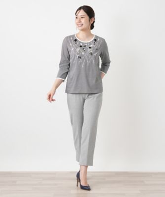 刺繍ボーダーカットソー【Leilian WHITE LABEL