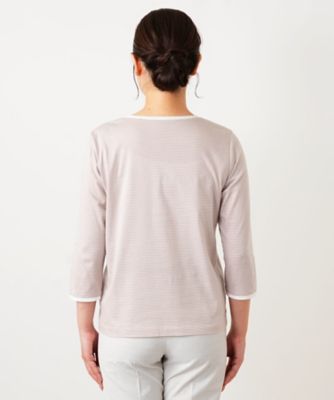 刺繍ボーダーカットソー【Leilian WHITE LABEL