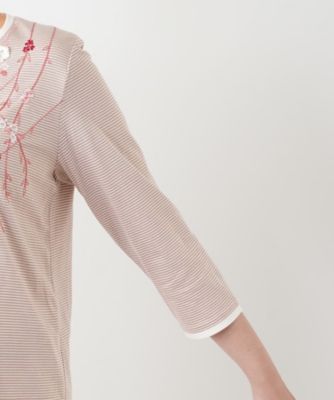 刺繍ボーダーカットソー【Leilian WHITE LABEL