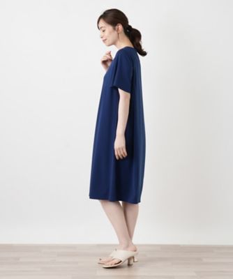 洗えるクルーネックフレアワンピース【Leilian WHITE