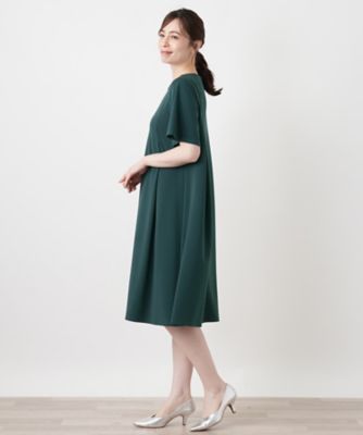 洗えるクルーネックフレアワンピース【Leilian WHITE