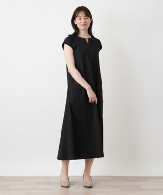 洗えるスリットネックフレンチスリーブワンピース【Leilian