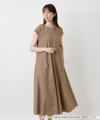 洗えるスリットネックフレンチスリーブワンピース【Leilian