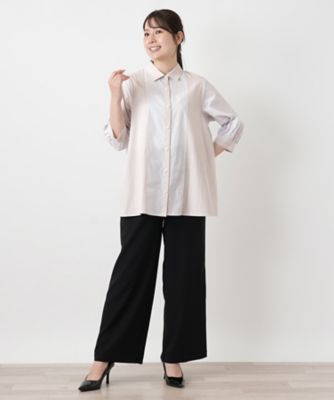 切替ストライプブラウス【Leilian WHITE LABEL