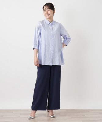 切替ストライプブラウス【Leilian WHITE LABEL 