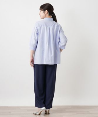 切替ストライプブラウス【Leilian WHITE LABEL