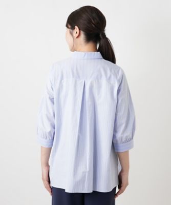 切替ストライプブラウス【Leilian WHITE LABEL