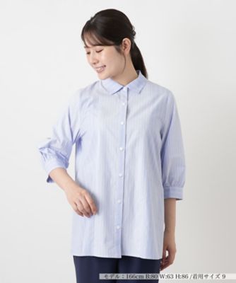 切替ストライプブラウス【Leilian WHITE LABEL