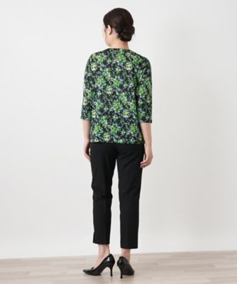 フラワー柄クルーネックカットソー【Leilian WHITE