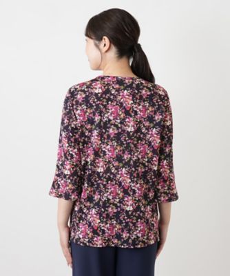 プリントクルーネックカットソー【Leilian WHITE
