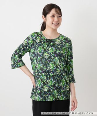 プリントクルーネックカットソー【Leilian WHITE
