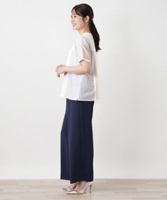 ストライプ切替ブラウス【Leilian WHITE LABEL 